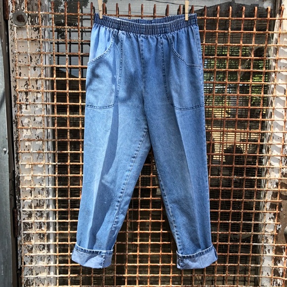 cascade blue jeans elastic waist